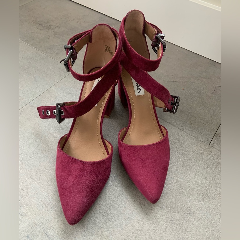 Steve Madden Dia burgundy suede strappy heels